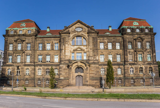 Side facade of the historic Staatskanzlei building in Dresden, Germany - Fotoğraf, Görsel
