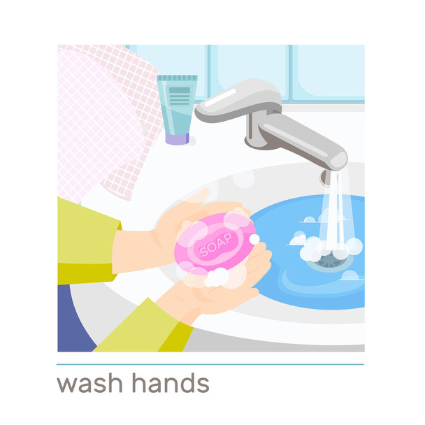 Washing Hands Composition - Vector, Image
