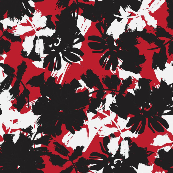 Red Floral brush strokes seamless pattern background for fashion prints, graphics, backgrounds and crafts - Вектор, зображення
