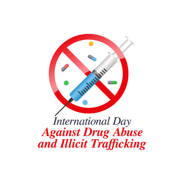 vector gráfico del Día Internacional contra el Abuso de Drogas y el Tráfico Ilícito de bienes para el Día Internacional contra el Abuso de Drogas y el Tráfico Ilícito celebración. diseño plano. diseño del folleto. - Vector, Imagen