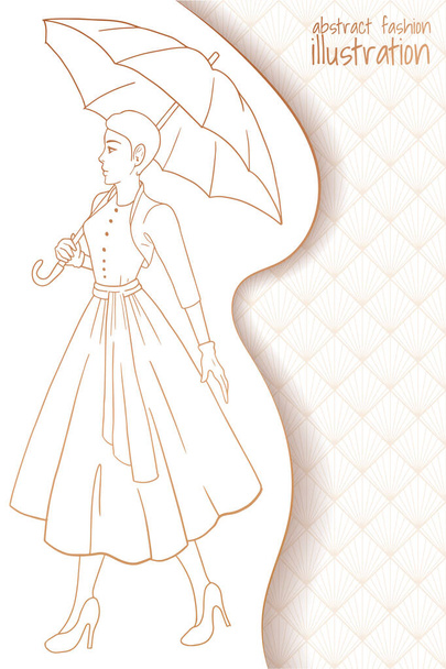  αφηρημένη εικόνα μόδας γυναίκα με ομπρέλα - Διάνυσμα, εικόνα