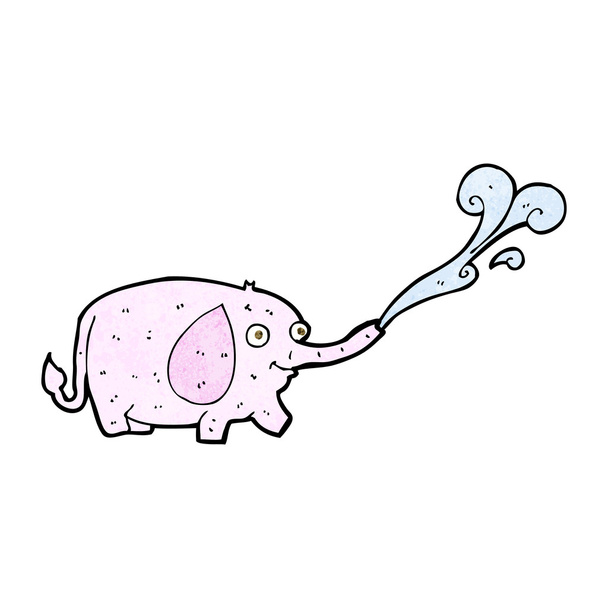 dibujos animados divertido pequeño elefante chorreando agua
 - Vector, Imagen
