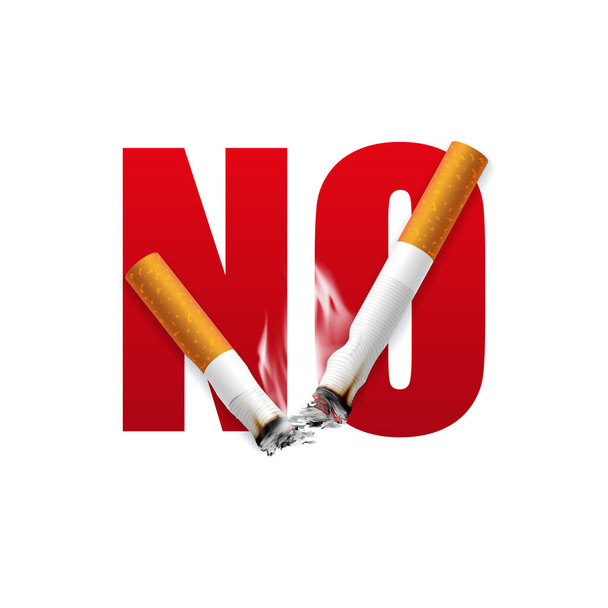 Kampagne "Rauchstopp" Illustration Keine Zigarette für kaputte Zigaretten und Asche Gesundheit - Foto, Bild