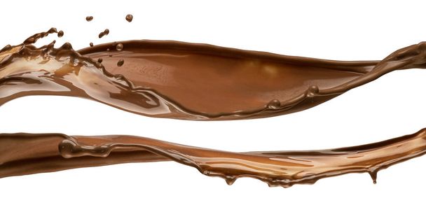 Onde chocolatée isolée sur fond blanc avec chemin de coupe - Photo, image