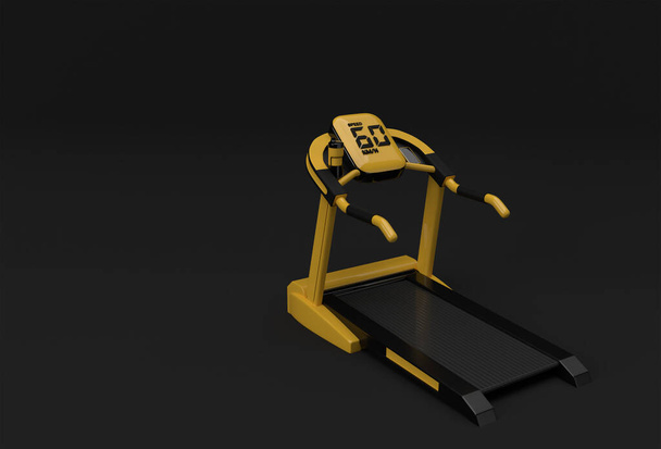 3d Rendering Treadmill or Running Machine on Black Background - Photo, Image