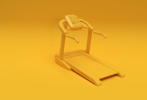 3d Rendering Treadmill or Running Machine on Yellow Background - Fotografie, Obrázek