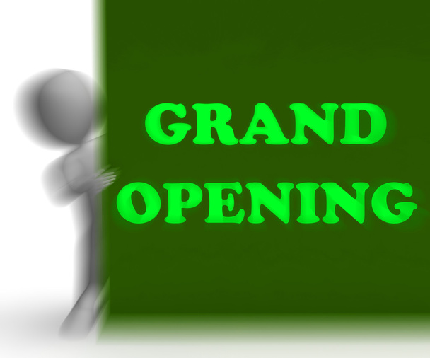 La grande plaque d'ouverture montre l'inauguration et de nouveaux magasins
 - Photo, image