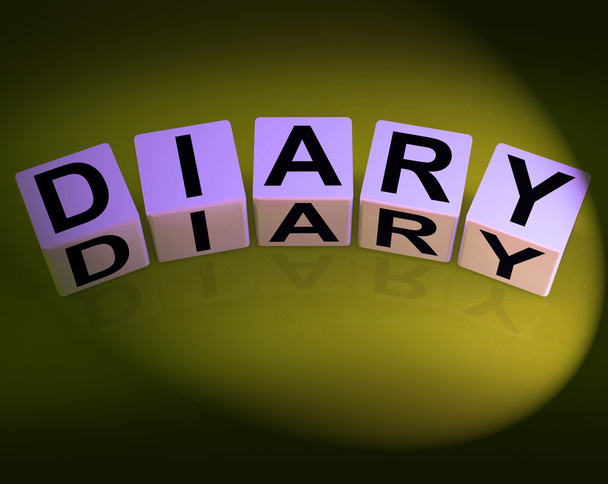 Tagebuch-Würfel bedeuten Tagebuch-Blog oder autobiografische Aufzeichnungen - Foto, Bild