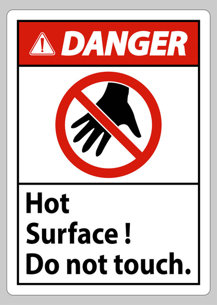 Κίνδυνος σημάδι καυτή επιφάνεια Μην αγγίζετε σε λευκό φόντο - Διάνυσμα, εικόνα