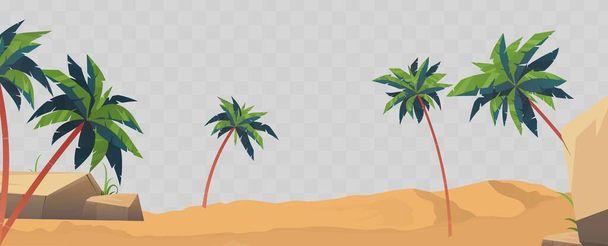 Sand, beach and palm trees isolated. Element for design on a summer theme. Vector - Vektori, kuva