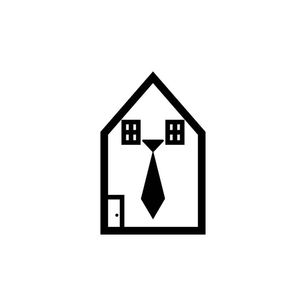 Hausfenster und Krawattensymbol. Hundesilhouette - Vektor, Bild