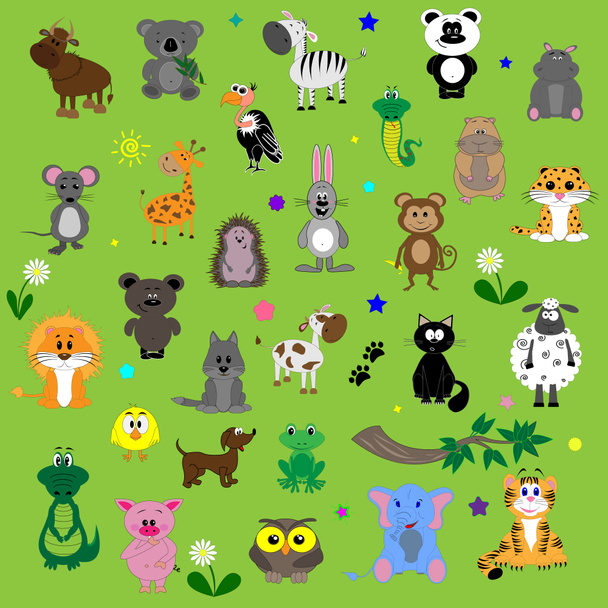 Animales conjunto patrón vector - Foto, Imagen