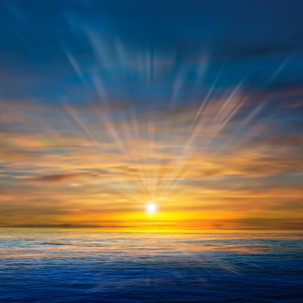 雲と海の日の出の抽象的な背景 - ベクター画像