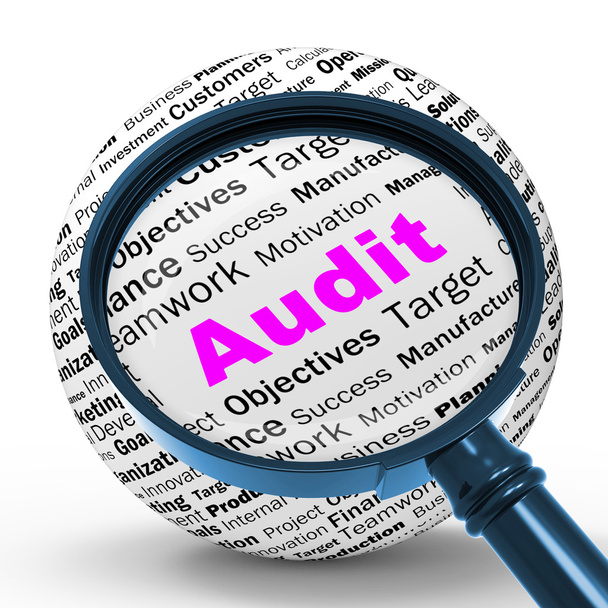 Audit Magnifier Definition Means Financial Inspection Or Audit - Photo, Image