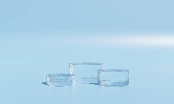 3d pódio de gelo para publicidade. Estágio de produto em branco. Pedestal redondo ou plataforma, fundo para apresentação do produto. - Foto, Imagem