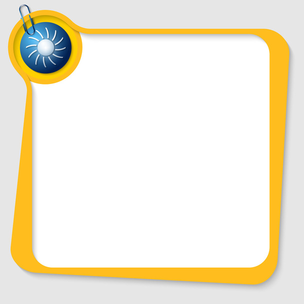 Blank text box with sun and paper clip - Vector, imagen