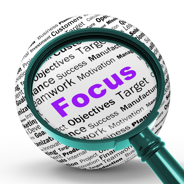 focus Vergrootglas definitie toont concentratie en targeting - Foto, afbeelding