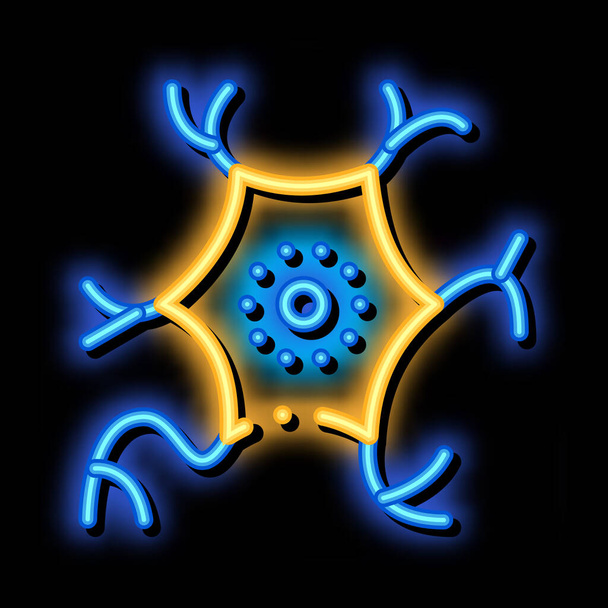 Mikroskobik Virüs Bakterisi neon ışıklı ikon resimleme - Vektör, Görsel
