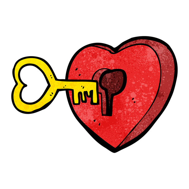 Cartoon Herz mit Schlüssel - Vektor, Bild