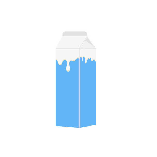 melkverpakking, glas melk op witte achtergrond, zuivelproducten. Ikoon, Vector, illustratie tekenfilm stijl. - Vector, afbeelding