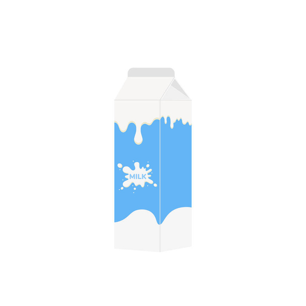 embalaje de leche, vaso de leche sobre fondo blanco, productos lácteos. Icono, Vector, ilustración estilo de dibujos animados. - Vector, imagen