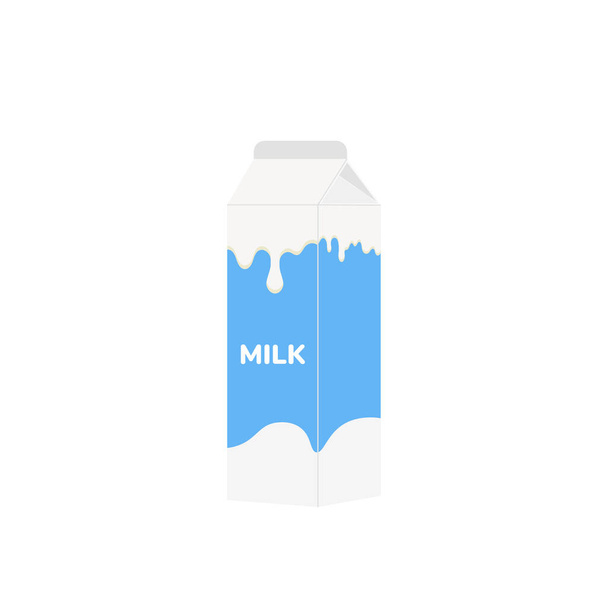 embalaje de leche, vaso de leche sobre fondo blanco, productos lácteos. Icono, Vector, ilustración estilo de dibujos animados. - Vector, imagen