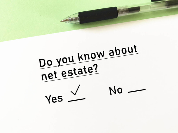 One person is answering question about last will. He knows about net estate - Photo, Image
