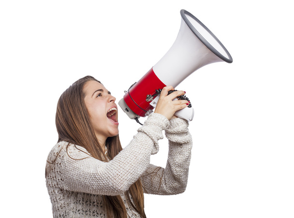 Woman with megaphone - Photo, Image
