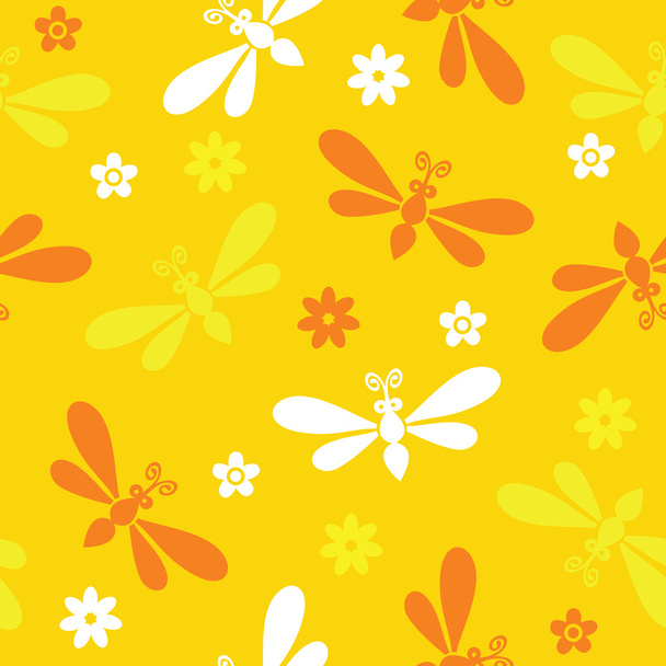 Dragonfly and Flowers - Vector, Image