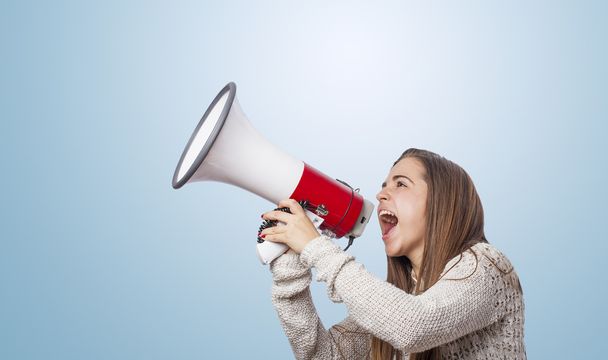Woman with megaphone - Photo, image