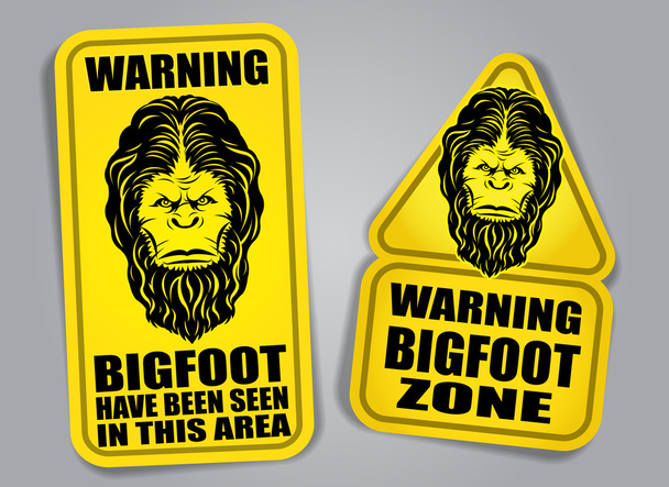 Bigfoot figyelmeztető jelek - Vektor, kép