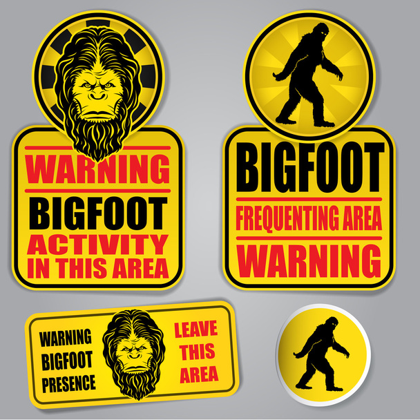 Bigfoot figyelmeztető jelek - Vektor, kép