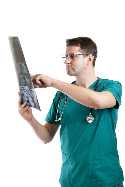 medisch specialist onderzoekende patiënten x-ray. geïsoleerd - Foto, afbeelding