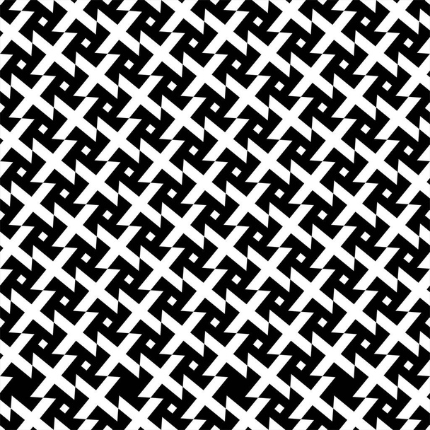 Abstraktes geometrisches Nahtmuster. Schwarz-Weiß-Design für Tapeten, Textilien. Vektorhintergrund. - Vektor, Bild