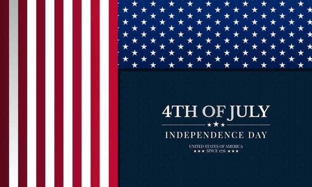 Joyeux 4 juillet, fête de l'indépendance des USA. Conception de fond avec drapeau américain. Il convient à la bannière, affiche, site Web, publicité, etc. Illustration vectorielle - Vecteur, image