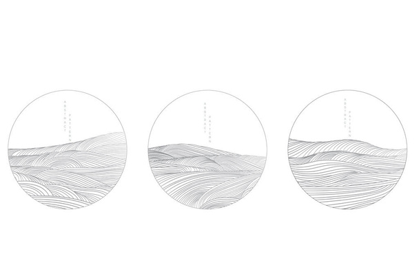 Abstract landschap achtergrond met witte en grijze Japanse golf patroon vector. Oceaan zee kunst met natuurlijke template. Logo ontwerp en behang in vintage stijl. - Vector, afbeelding