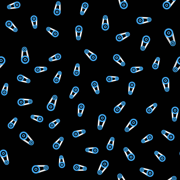 Line Zahnriemen Kit Symbol isoliert nahtlose Muster auf schwarzem Hintergrund. Vektor - Vektor, Bild