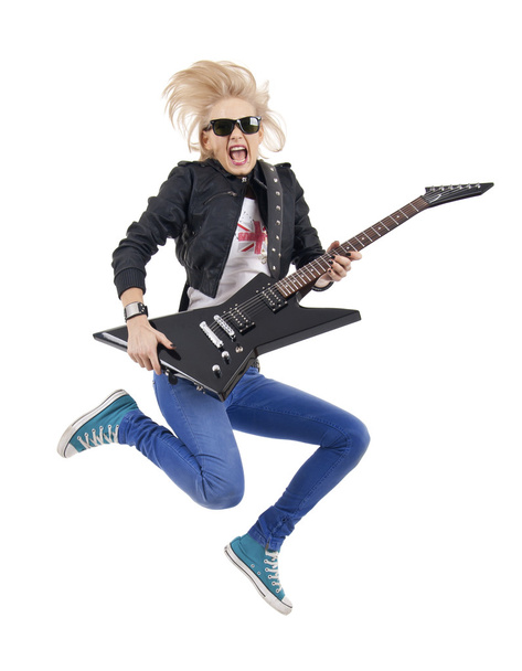 Rock star jumping and screaming - Photo, Image