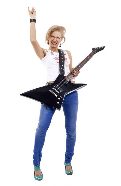 Rock star playing the guitar - Photo, Image