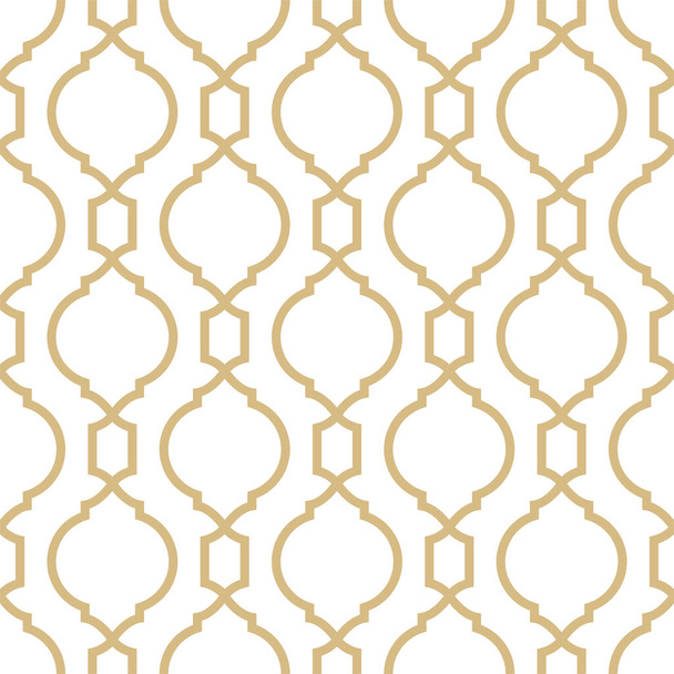 Patrón abstracto en estilo árabe. gráfica moderna textura repetitiva con oro ondulado y fondo de vector blanco. - Vector, Imagen