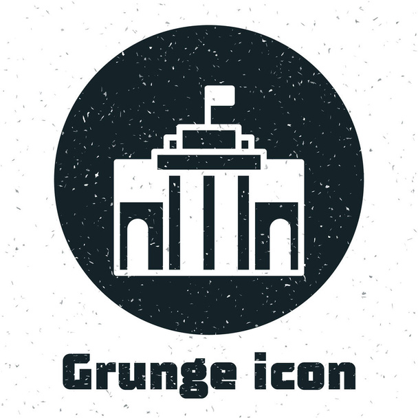 Grunge Prado museum icon isolated on white background. Madrid, Spain. Monochrome vintage drawing. Vector. - Vector, Image