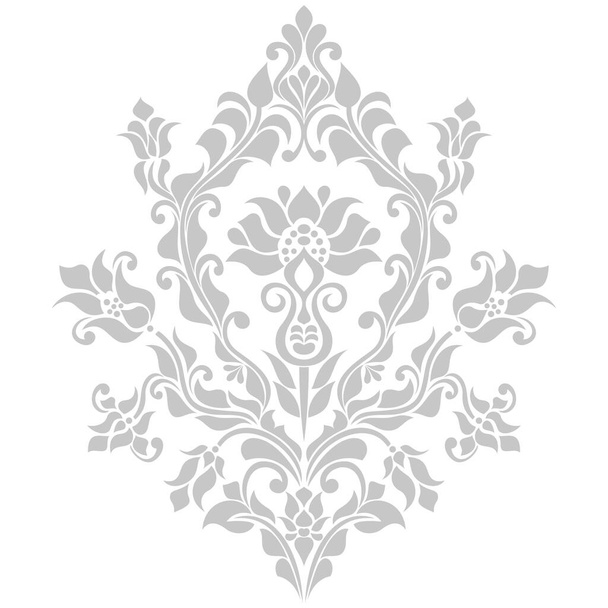 Damask floral design element. Gray and white. Graphic ornament vector background. - Vector, Image