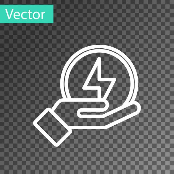 White line Lightning bolt icon isolated on transparent background. Flash sign. Charge flash icon. Thunder bolt. Lighting strike.  Vector. - Vector, Image