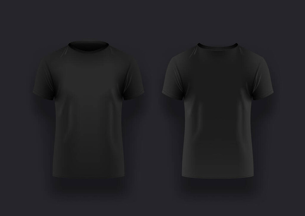Mens Realistic Black T-shirt With Short Sleeve - Vektor, kép