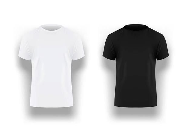 Mens Black And White T-shirt With Short Sleeve - Vector, Image