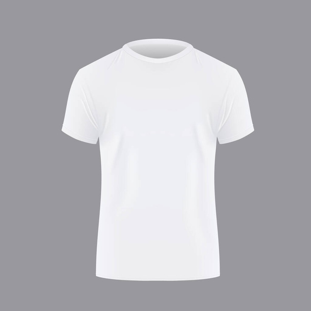 Realistic Mens White T-shirt With Short Sleeve - Vektor, kép