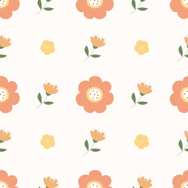 Seamless floral pattern. Orange and yellow flowers. Perfect for fabric design, wallpaper, cover art, gift packaging. - ベクター画像