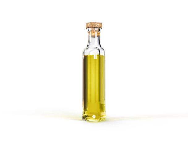 Lahvička ve tvaru písmene I s olivovým olejem. 3D ilustrace, vhodná pro vaření, abecedu a zdravá stravovací témata - Fotografie, Obrázek