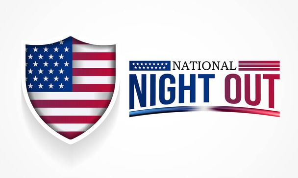 National Night out (NNO) je každoročně sledován v srpnu, je to každoroční komunitní kampaň, která podporuje partnerství mezi policií a komunitou a kamarádství v sousedství. vektorová ilustrace - Vektor, obrázek