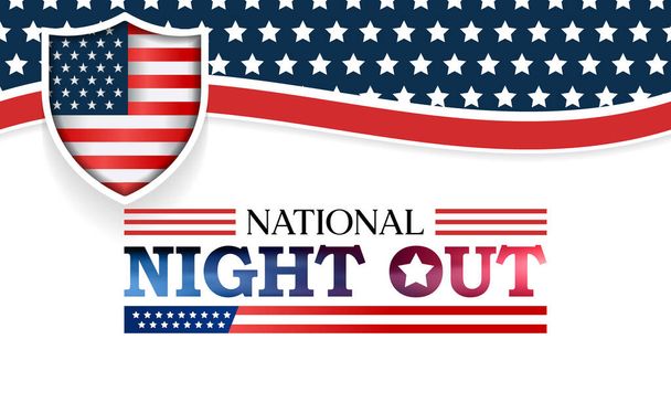 NNO (National Night out) her yıl Ağustos ayında kutlanır, polis-toplum ortaklıkları ve mahalle arkadaşlığını destekleyen yıllık bir kamu binası kampanyasıdır. vektör illüstrasyonu - Vektör, Görsel